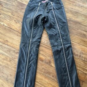 Parasuco Black Leather Zippered Pants